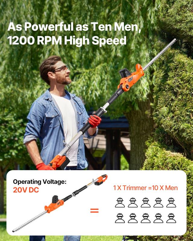 VEVOR Cordless Power Hedge Trimmer